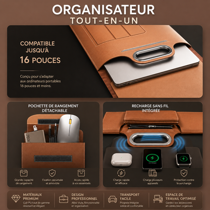 💼 Nuratek PowerSleeve Pro™ | Sacoche Laptop 5-en-1 avec Recharge Sans Fil