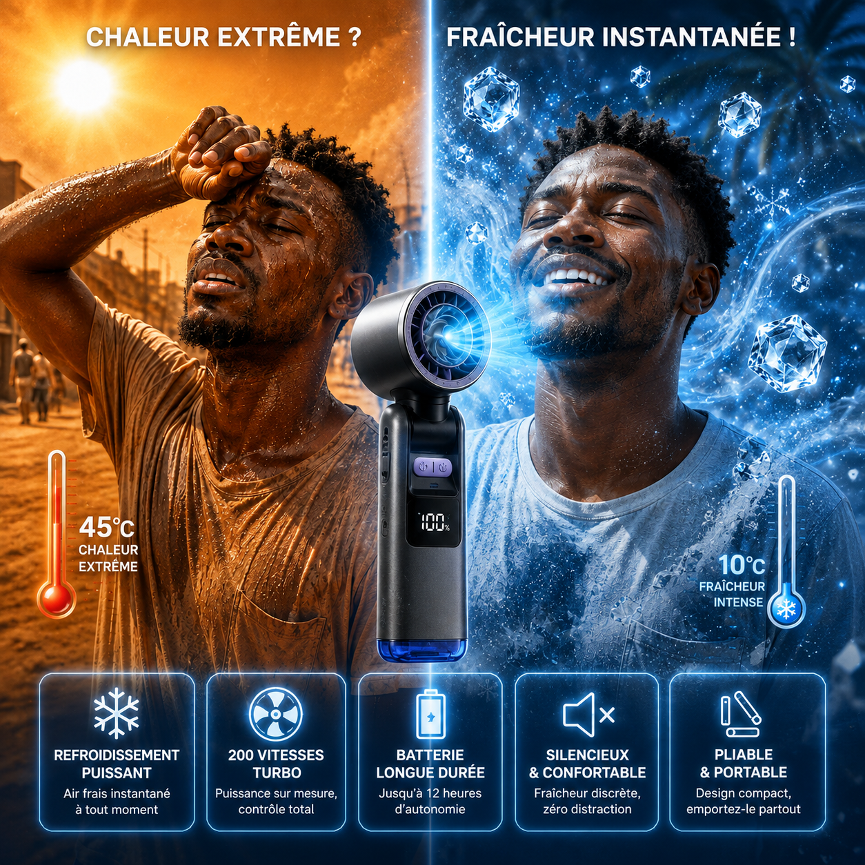 🔥 PROMO -50 % | ❄️ Mini Climatiseur Portable USB – Rafraîchissez-vous Instantanément !