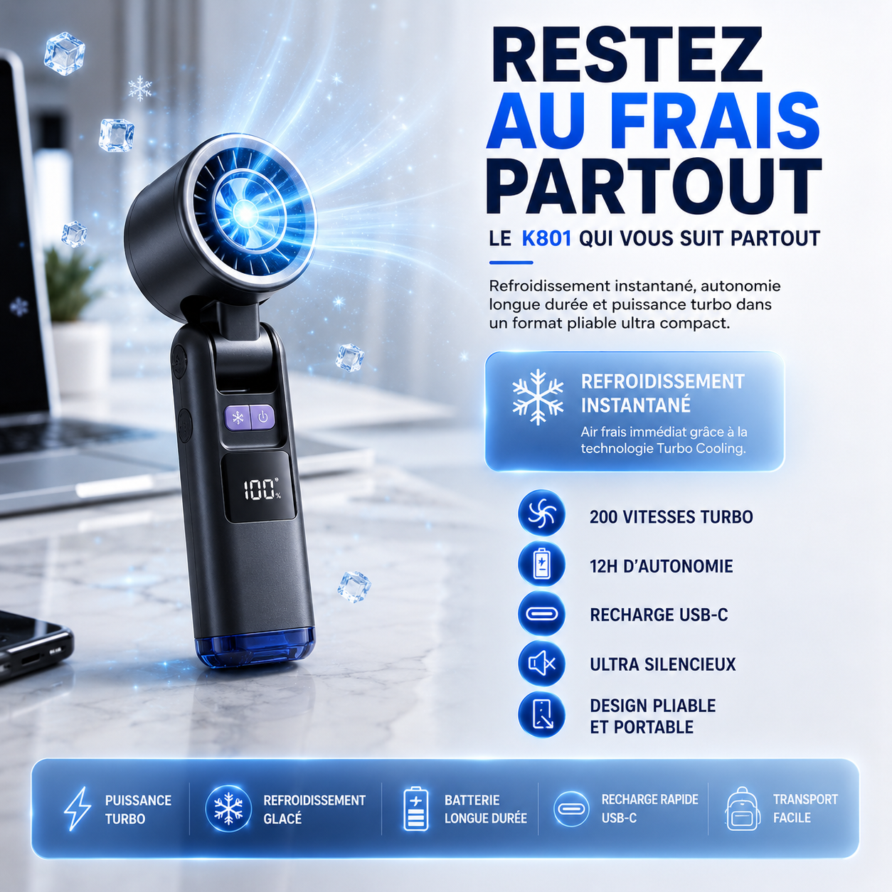 🔥 PROMO -50 % | ❄️ Mini Climatiseur Portable USB – Rafraîchissez-vous Instantanément !