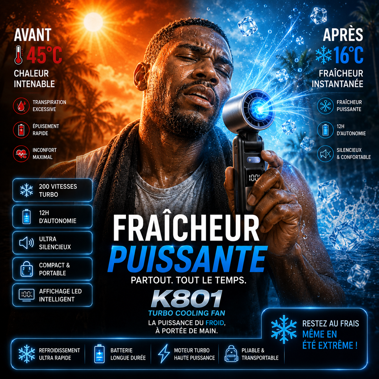 🔥 PROMO -50 % | ❄️ Mini Climatiseur Portable USB – Rafraîchissez-vous Instantanément !