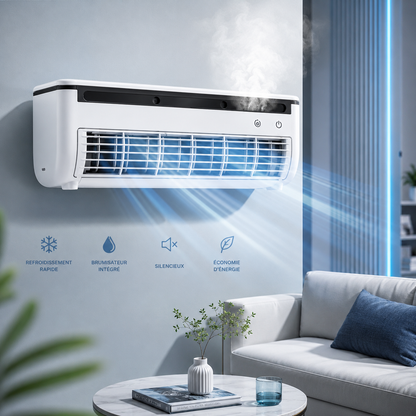 Mini Climatiseur Portable avec Brumisateur – Ventilateur Rechargeable 6000mAh