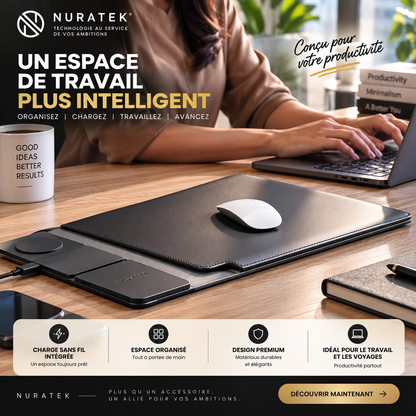 💼 NURATEK SMARTDESK PRO™ Sacoche Laptop 5-en-1 avec Charge Sans Fil