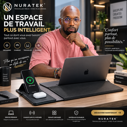 💼 NURATEK SMARTDESK PRO™ Sacoche Laptop 5-en-1 avec Charge Sans Fil