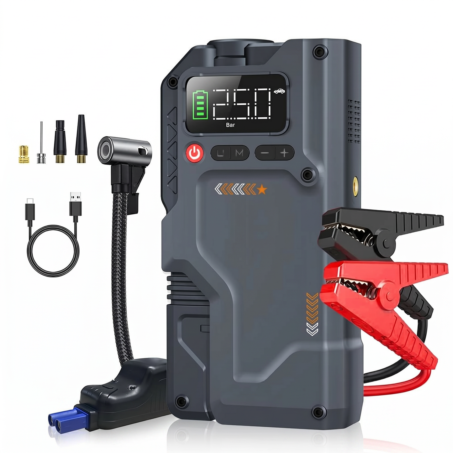 Booster de Batterie 2500A avec Compresseur d'Air Intelligent – Démarrage Rapide 12V