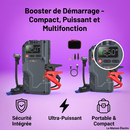 Booster de Batterie 2500A avec Compresseur d'Air Intelligent – Démarrage Rapide 12V