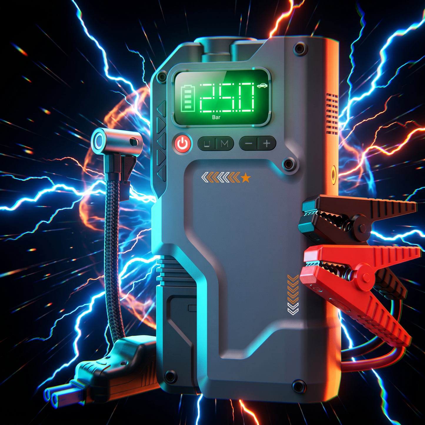 Booster de Batterie 2500A avec Compresseur d'Air Intelligent – Démarrage Rapide 12V