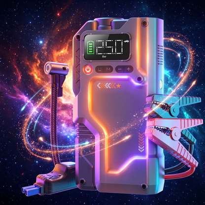 Booster de Batterie 2500A avec Compresseur d'Air Intelligent – Démarrage Rapide 12V